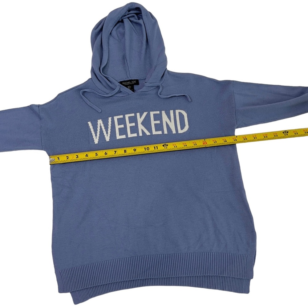 Rachel Zoe Weekend Hoodie Lightweight Knit Sweater Pullover Top Long Sleeve Blue - Picture 10 of 14